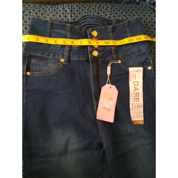 CUTIE PIE JEANS COLOR DARK DENIM , STRETCH  SIZE (13) Flared - Picture 2 of 6